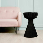 Table d'appoint ronde pliable moderne avec plateau en verre noir