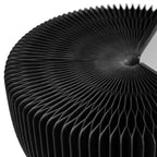 Table d'appoint ronde pliable moderne avec plateau en verre noir