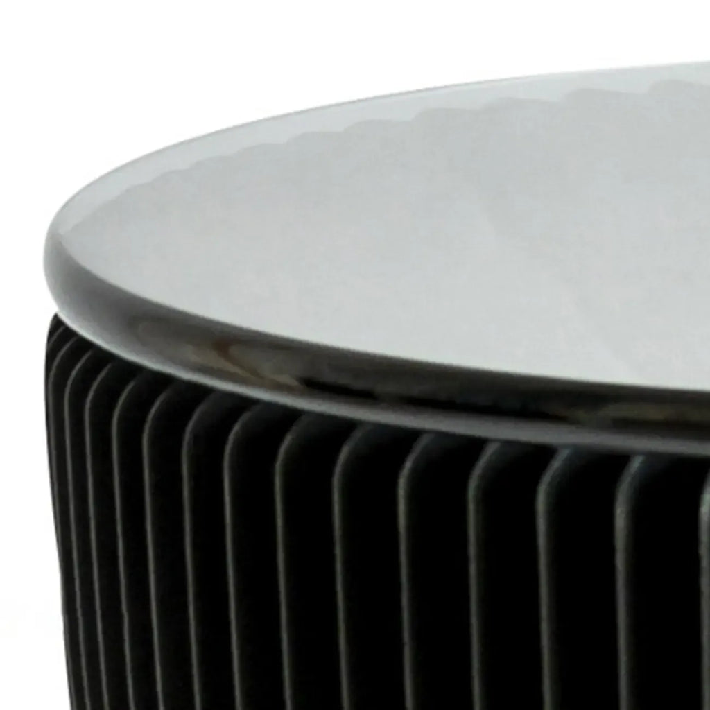 Table d'appoint ronde pliable moderne avec plateau en verre noir