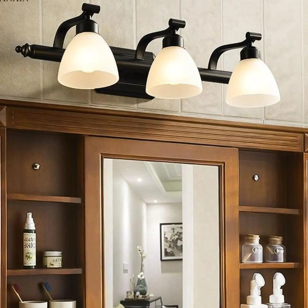 Applique murale moderne en métal pour salle de bain avec verre dépoli