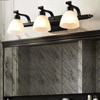 Applique murale moderne en métal pour salle de bain avec verre dépoli