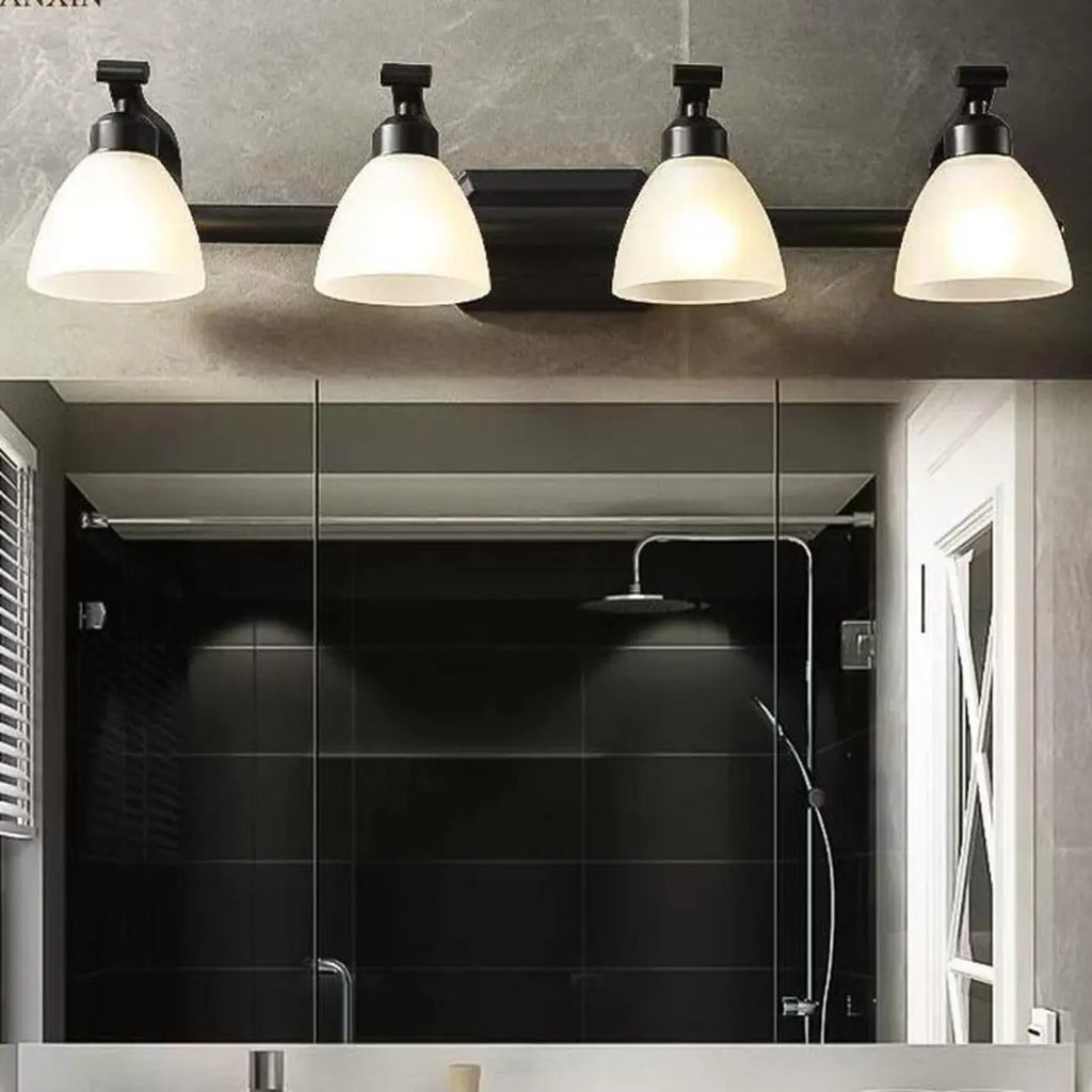 Applique murale moderne en métal pour salle de bain avec verre dépoli
