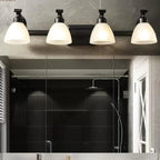 Applique murale moderne en métal pour salle de bain avec verre dépoli