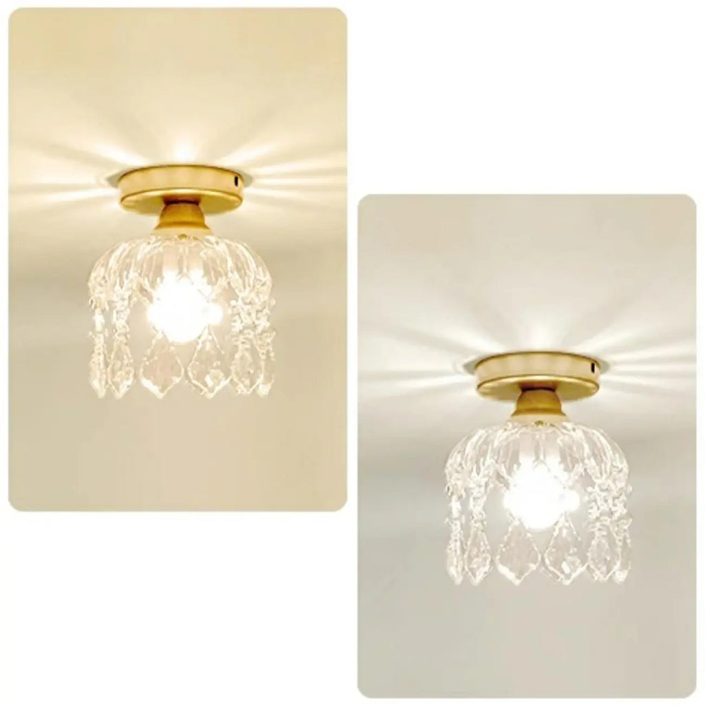 Plafonnier semi-encastré moderne en cristal doré