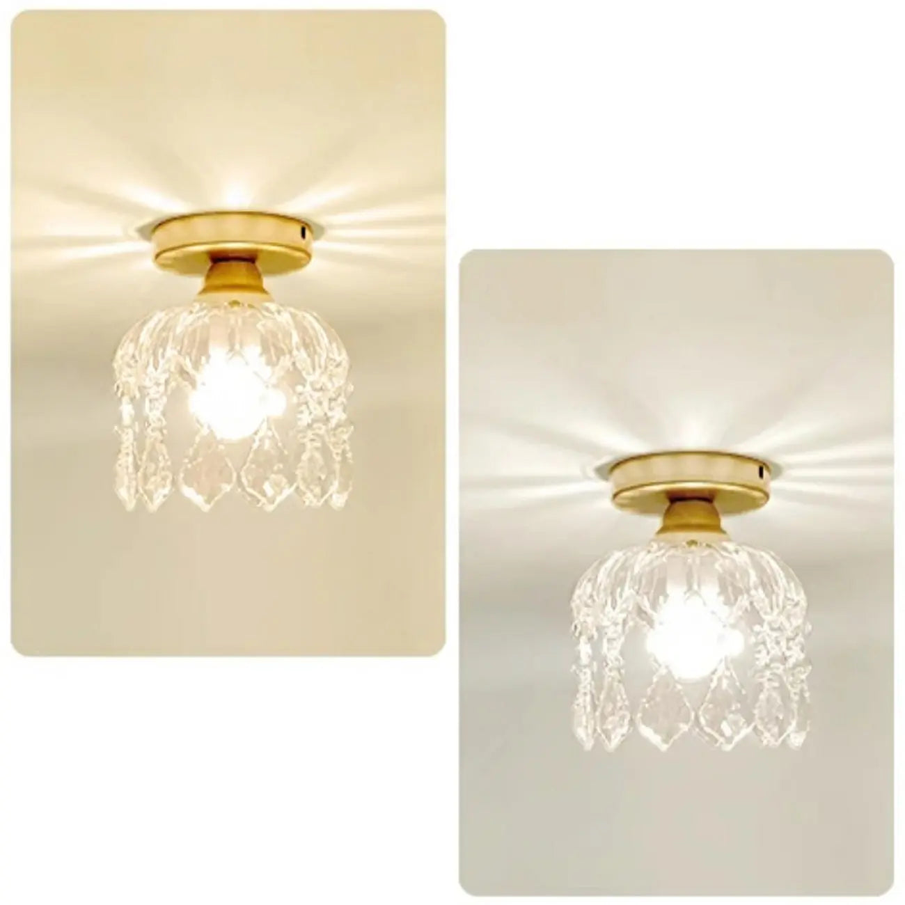 Plafonnier semi-encastré moderne en cristal doré
