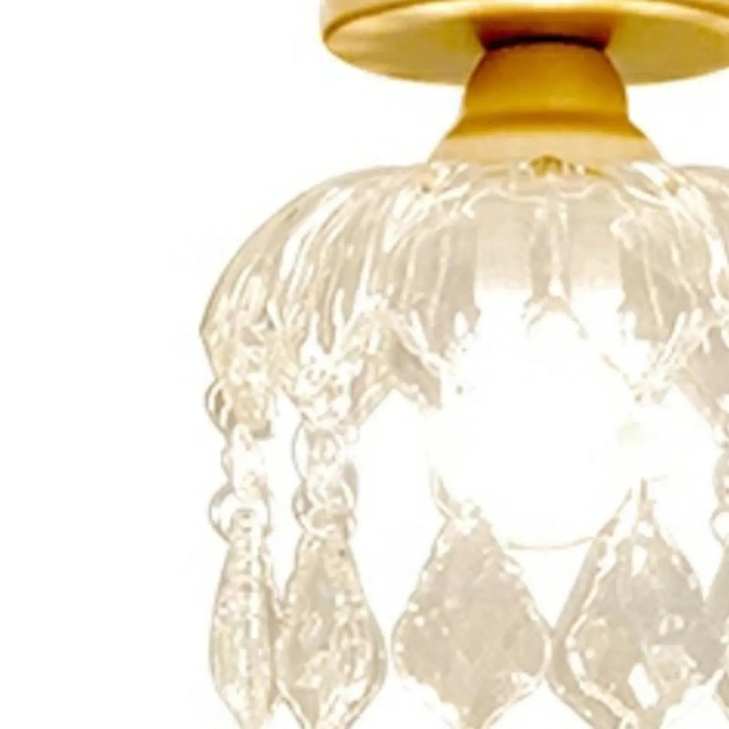 Plafonnier semi-encastré moderne en cristal doré