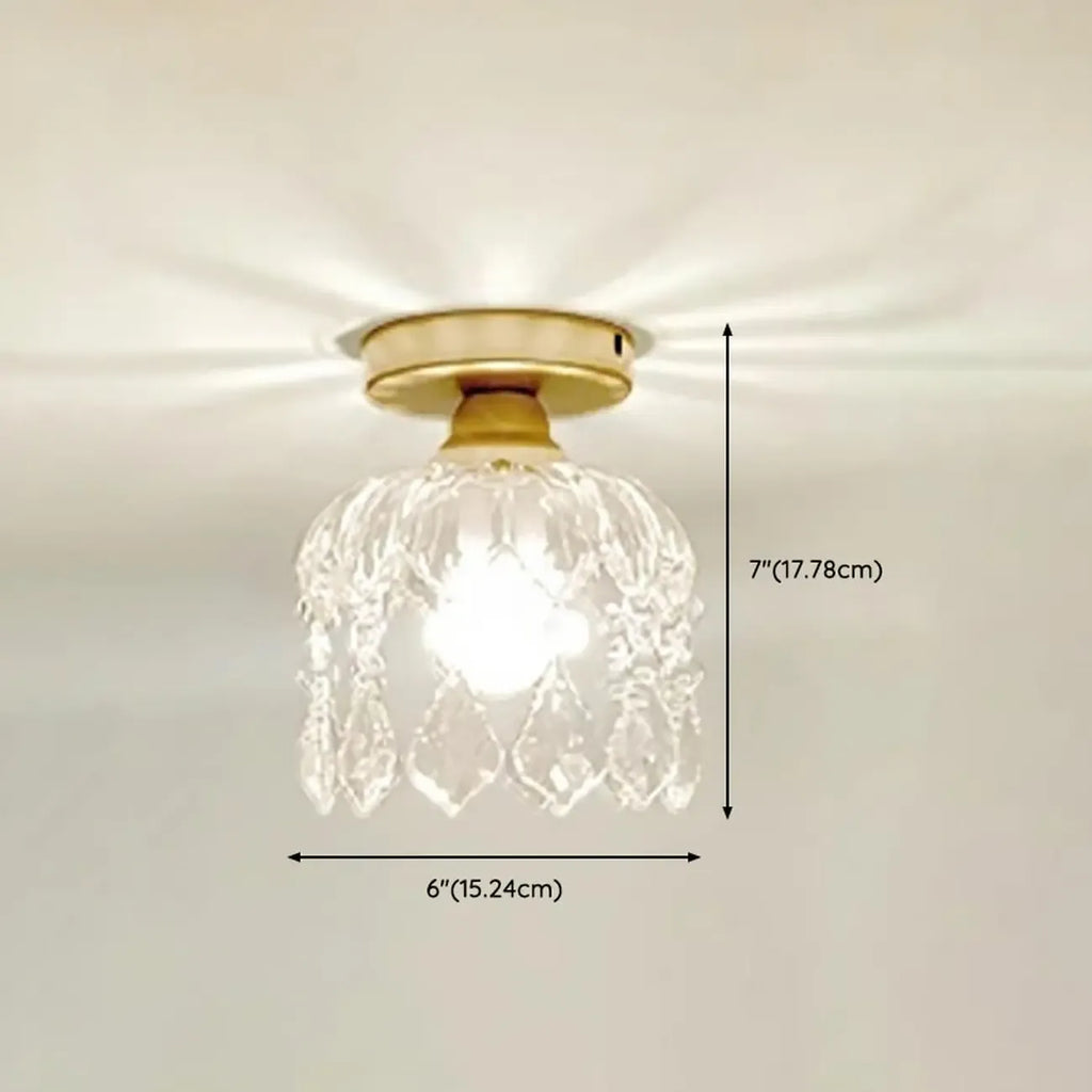 Plafonnier semi-encastré moderne en cristal doré