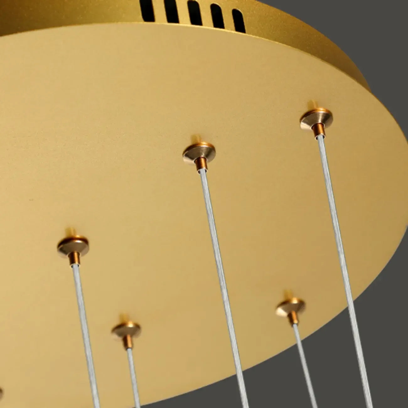 Lustre d'escalier moderne en forme d'anneau doré, lumière chaude LED