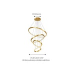 Lustre d'escalier moderne en forme d'anneau doré, lumière chaude LED