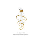 Lustre d'escalier moderne en forme d'anneau doré, lumière chaude LED