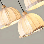Suspension moderne à plusieurs lampes, design réglable en forme de dôme, avec finitions en bois, idéale pour la salle à manger.