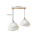Suspension moderne à plusieurs lampes, design réglable en forme de dôme, avec finitions en bois, idéale pour la salle à manger.