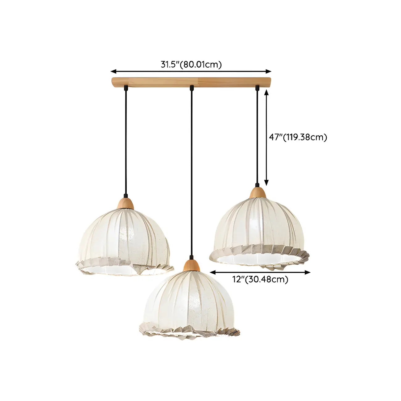 Suspension moderne à plusieurs lampes, design réglable en forme de dôme, avec finitions en bois, idéale pour la salle à manger.