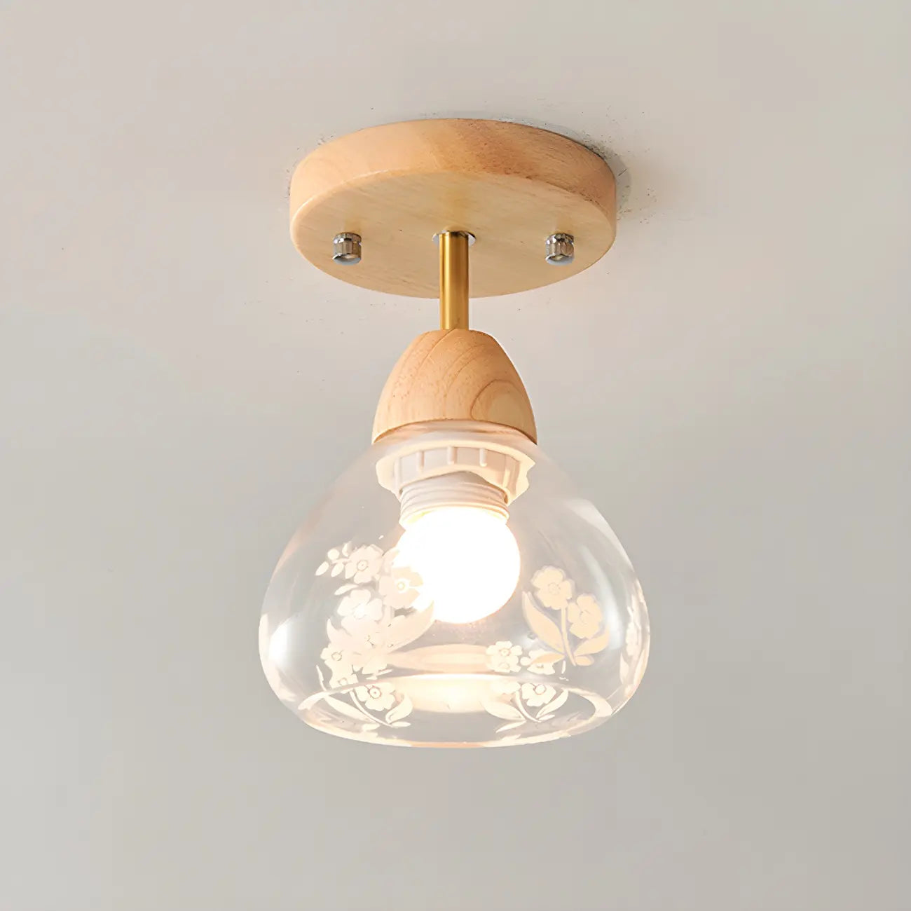 Plafonnier semi-encastré en verre de forme conique pour salon