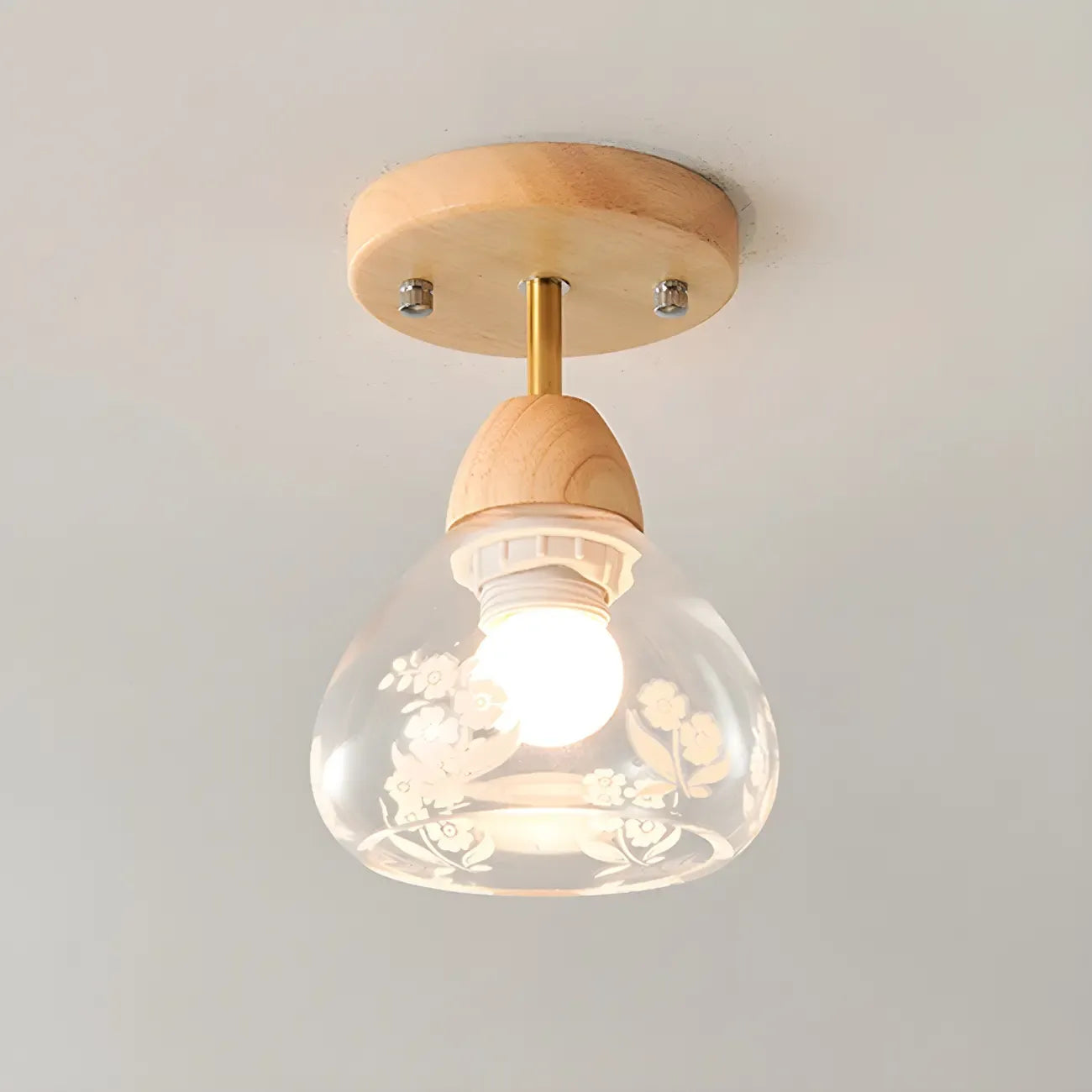 Plafonnier semi-encastré en verre de forme conique pour salon