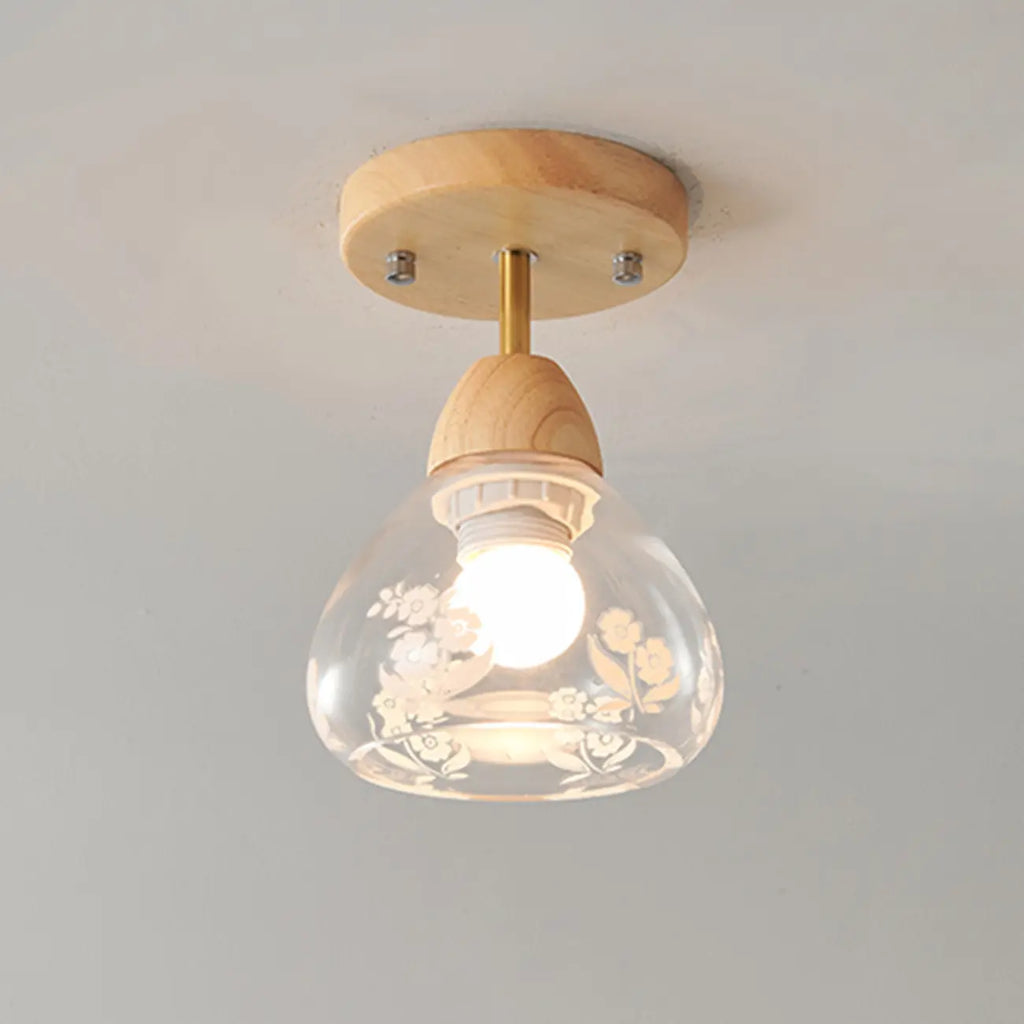 Plafonnier semi-encastré en verre de forme conique pour salon