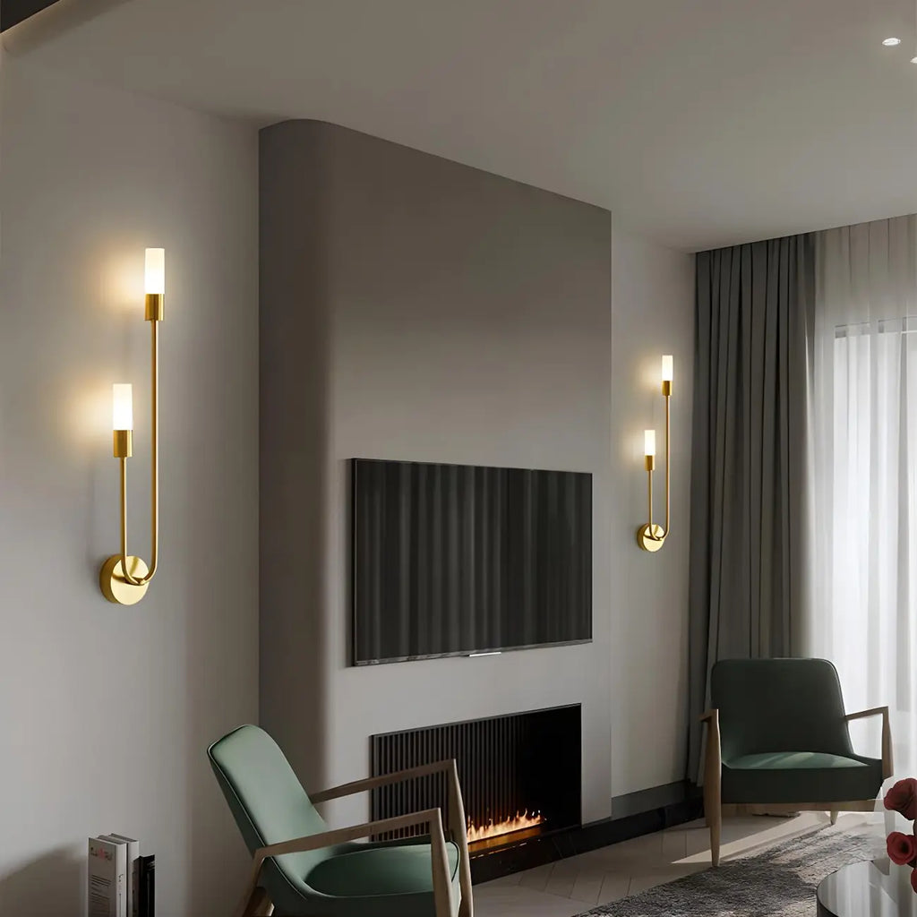 Applique murale cylindrique moderne à 2 lumières couleur cuivre pour salon