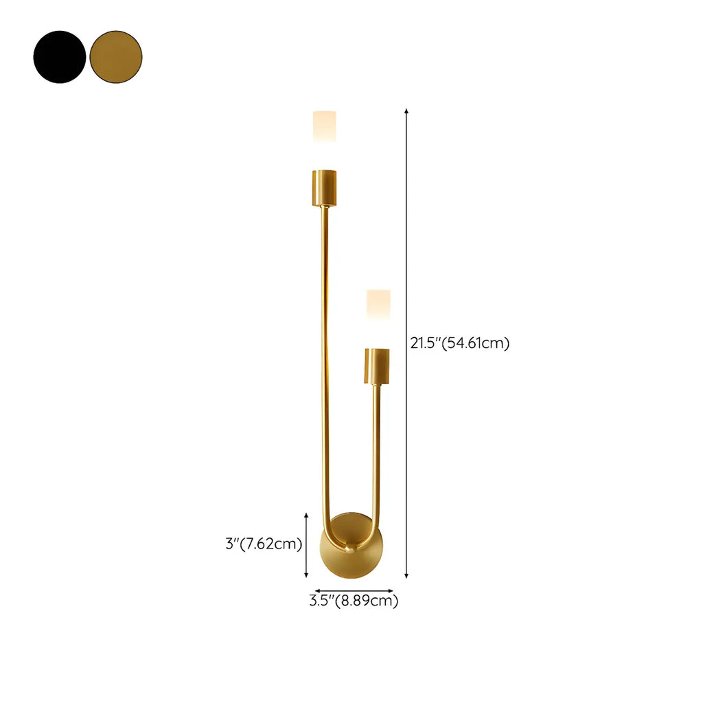 Applique murale cylindrique moderne à 2 lumières couleur cuivre pour salon