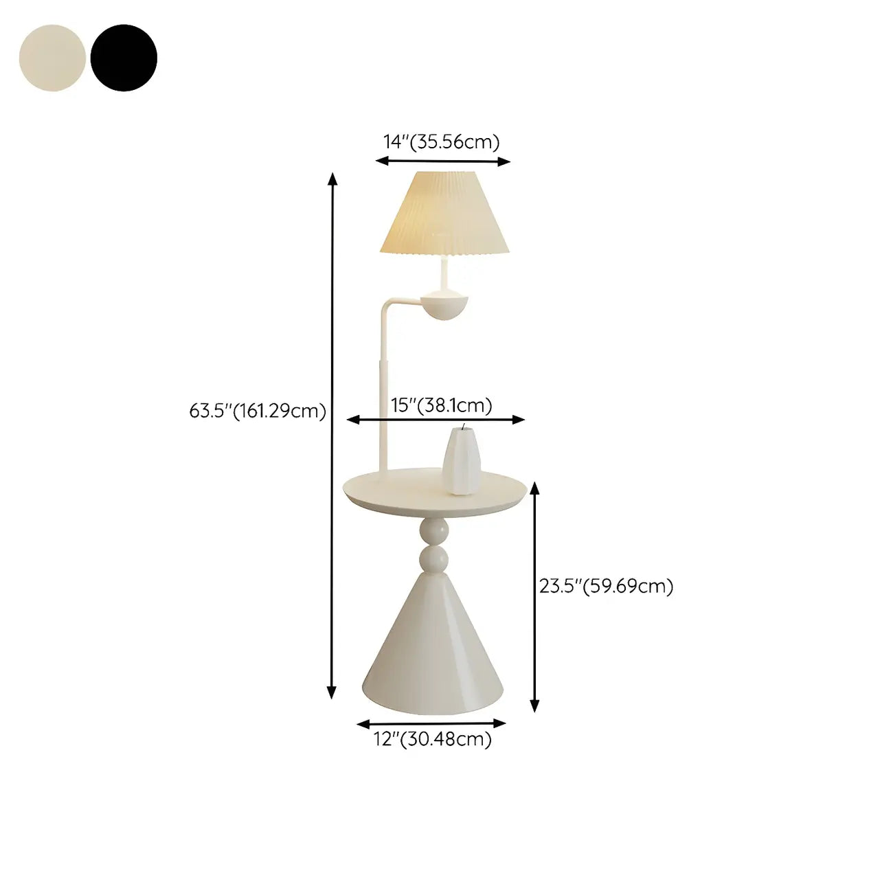 Lampadaire contemporain en métal noir avec table d'appoint