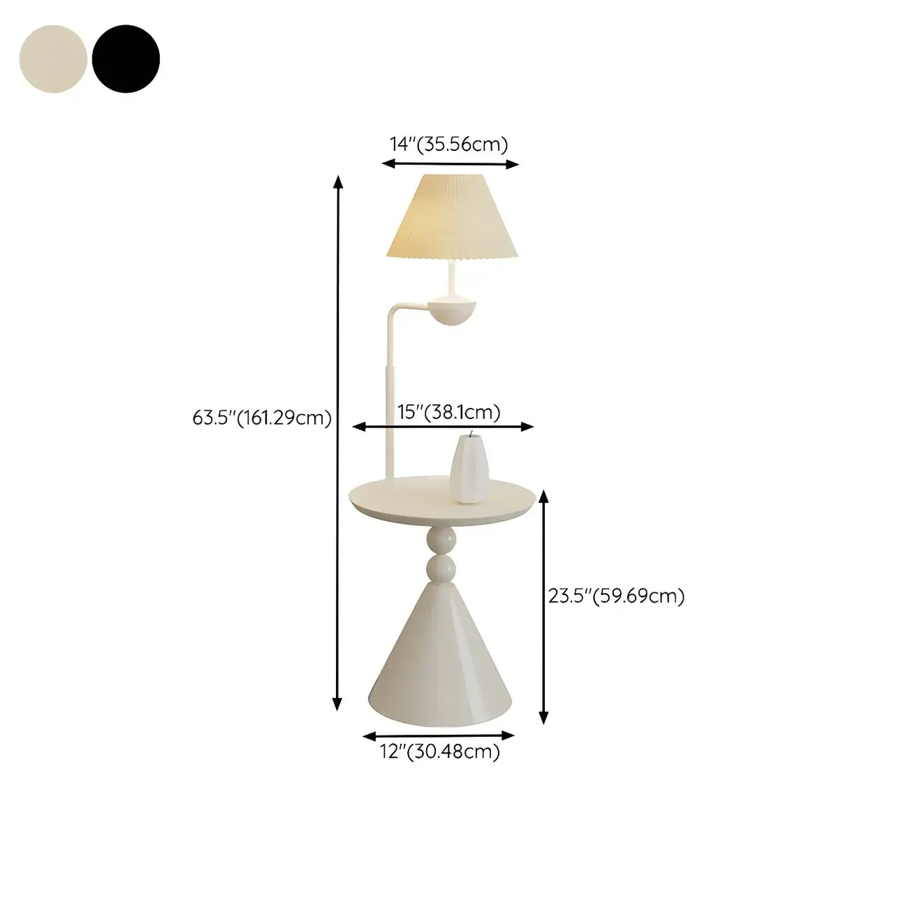 Lampadaire contemporain en métal noir avec table d'appoint