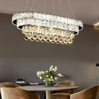 Suspension élégante en cristal doré/argent pour îlot de cuisine