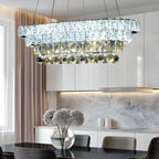Suspension élégante en cristal doré/argent pour îlot de cuisine