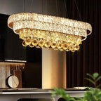 Suspension élégante en cristal doré/argent pour îlot de cuisine