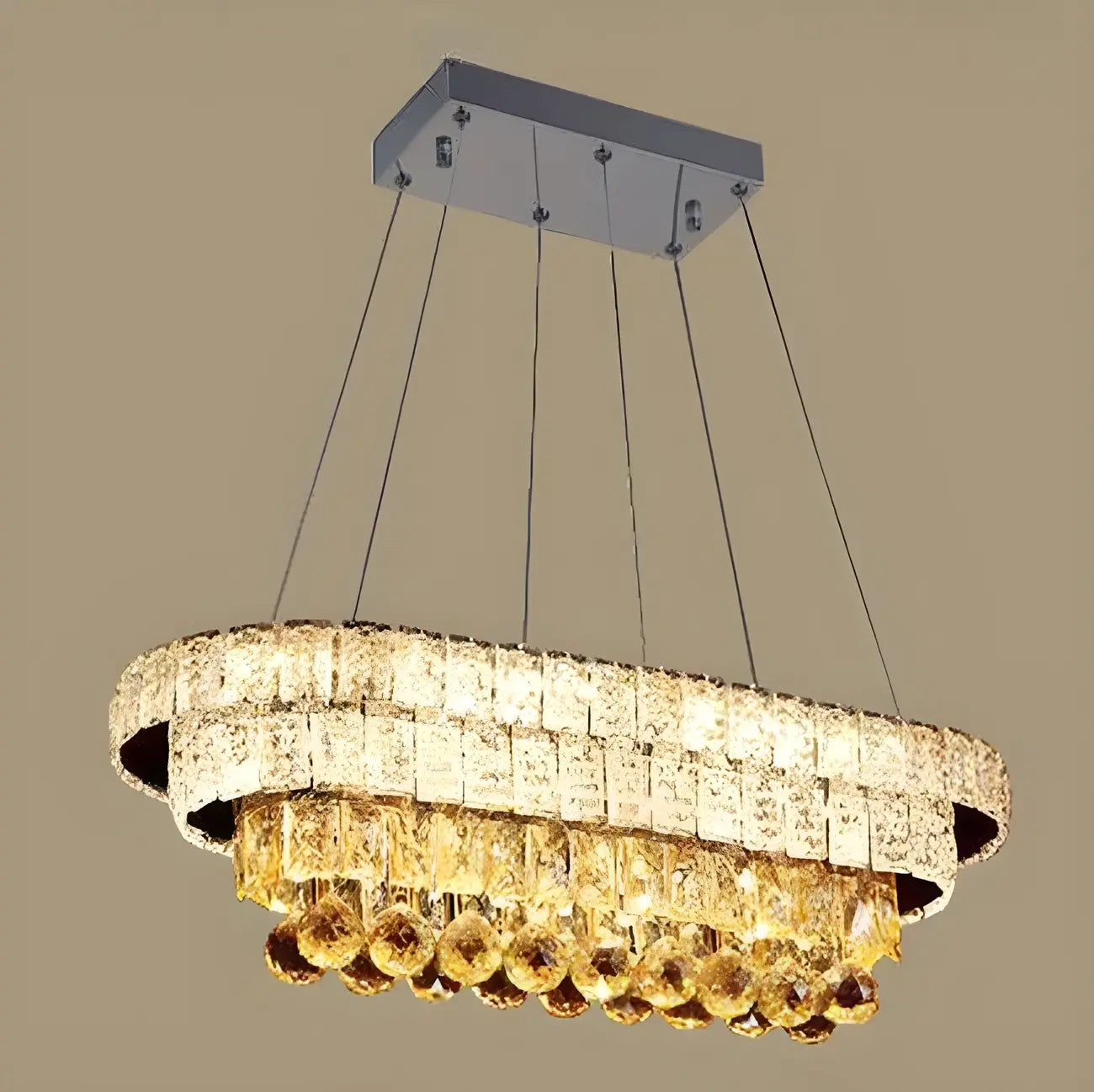 Suspension élégante en cristal doré/argent pour îlot de cuisine