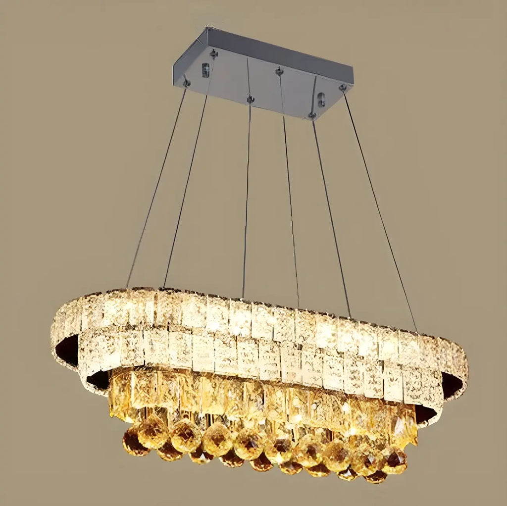 Suspension élégante en cristal doré/argent pour îlot de cuisine