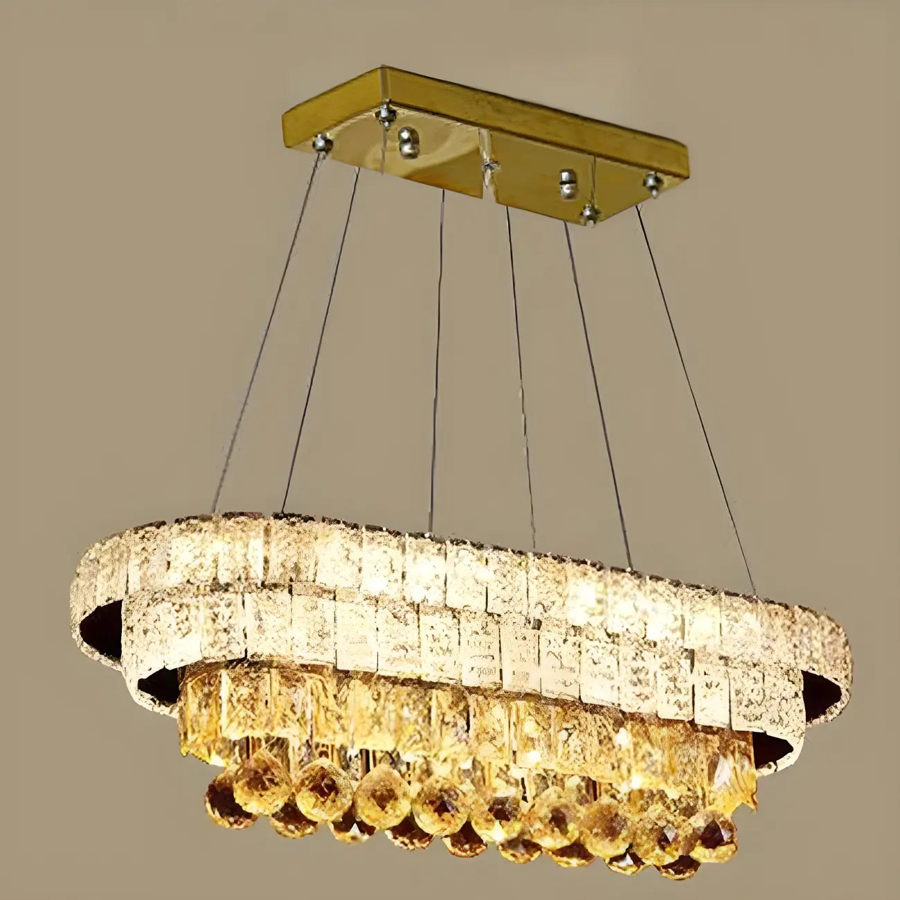 Suspension élégante en cristal doré/argent pour îlot de cuisine