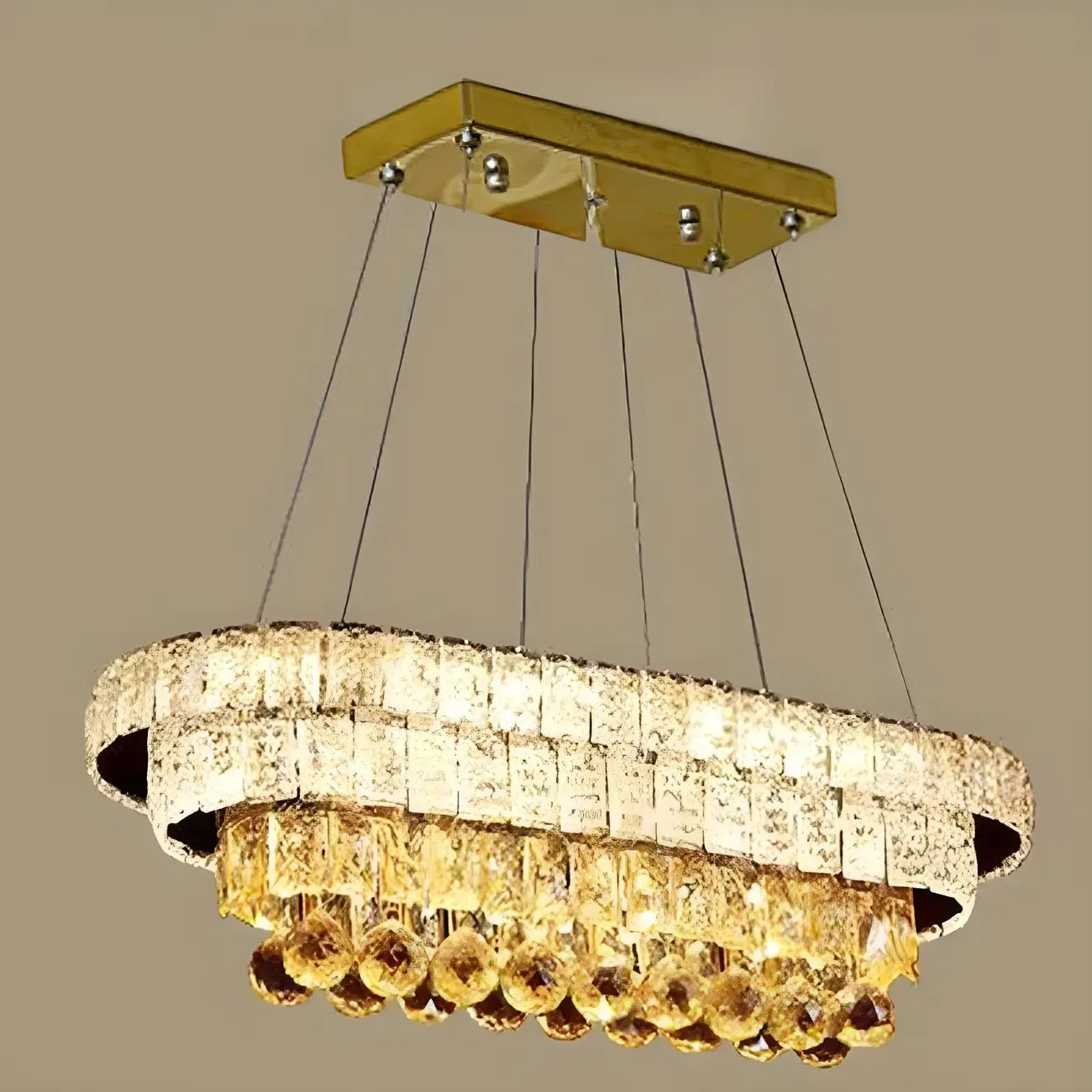 Suspension élégante en cristal doré/argent pour îlot de cuisine