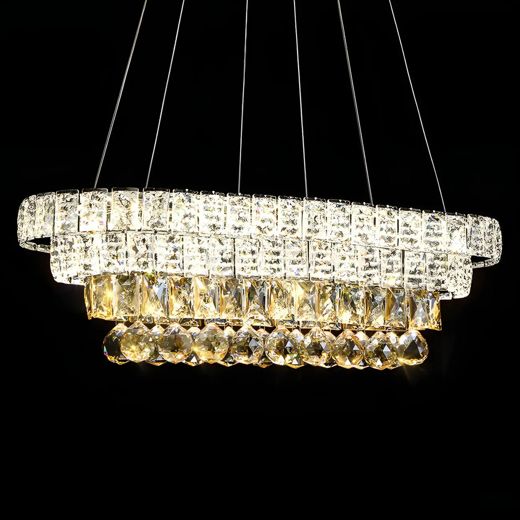 Suspension élégante en cristal doré/argent pour îlot de cuisine