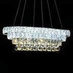 Suspension élégante en cristal doré/argent pour îlot de cuisine