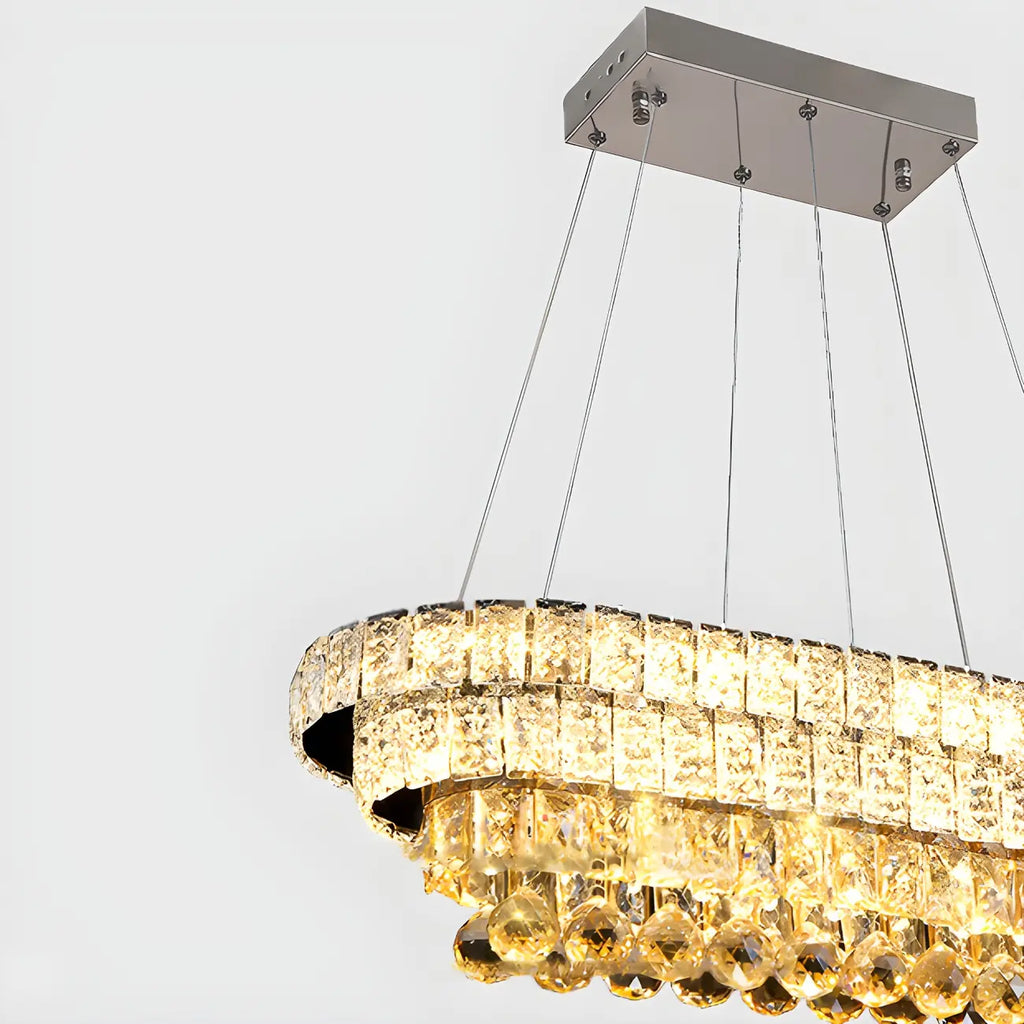Suspension élégante en cristal doré/argent pour îlot de cuisine