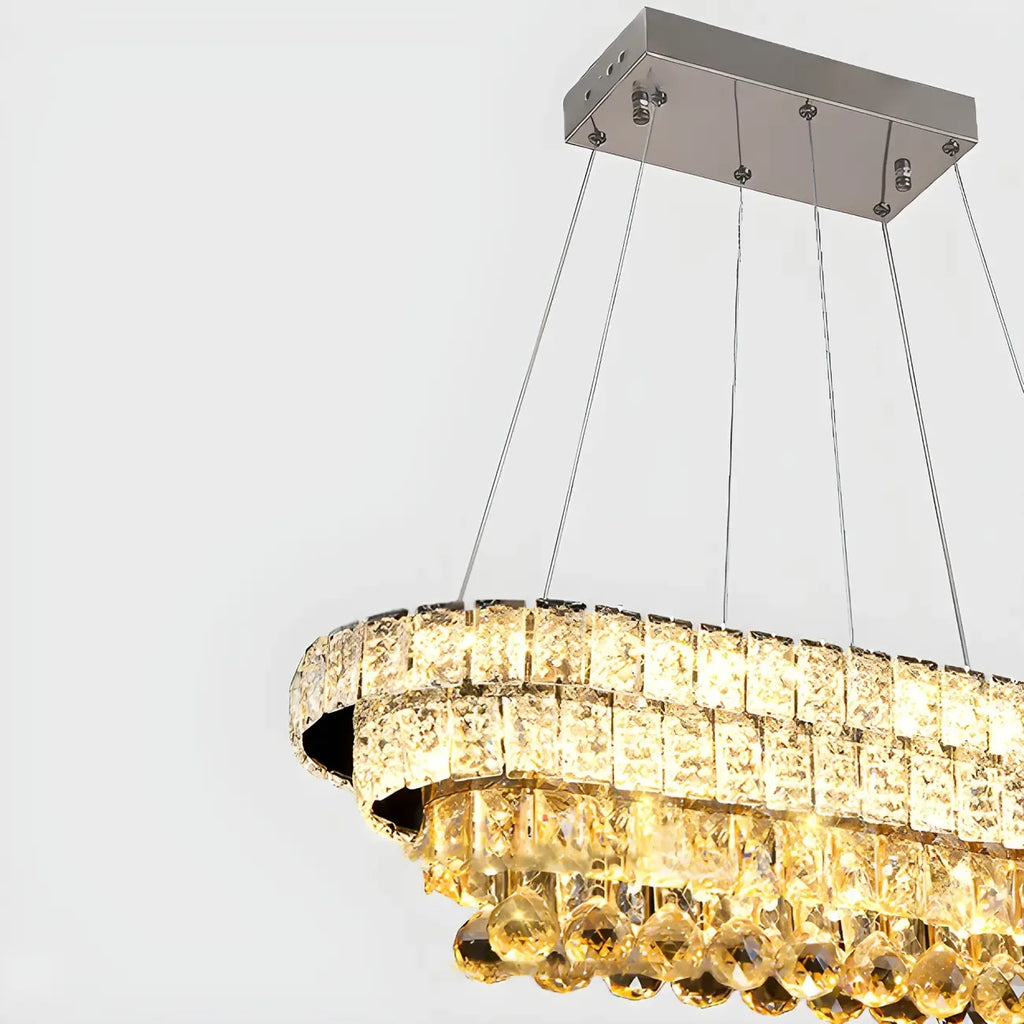 Suspension élégante en cristal doré/argent pour îlot de cuisine