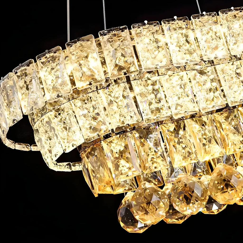 Suspension élégante en cristal doré/argent pour îlot de cuisine