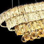 Suspension élégante en cristal doré/argent pour îlot de cuisine