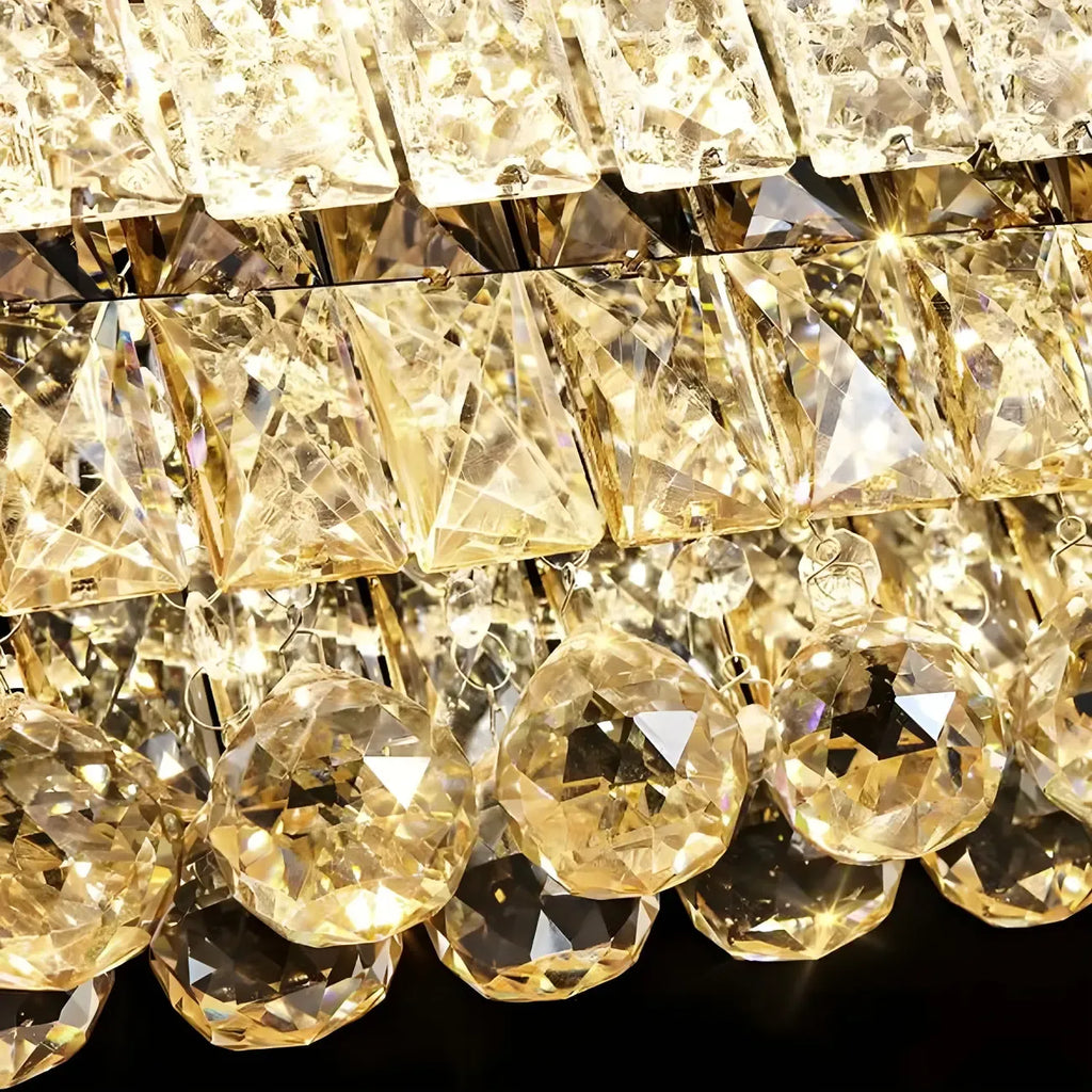 Suspension élégante en cristal doré/argent pour îlot de cuisine