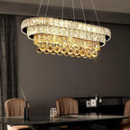 Suspension élégante en cristal doré/argent pour îlot de cuisine