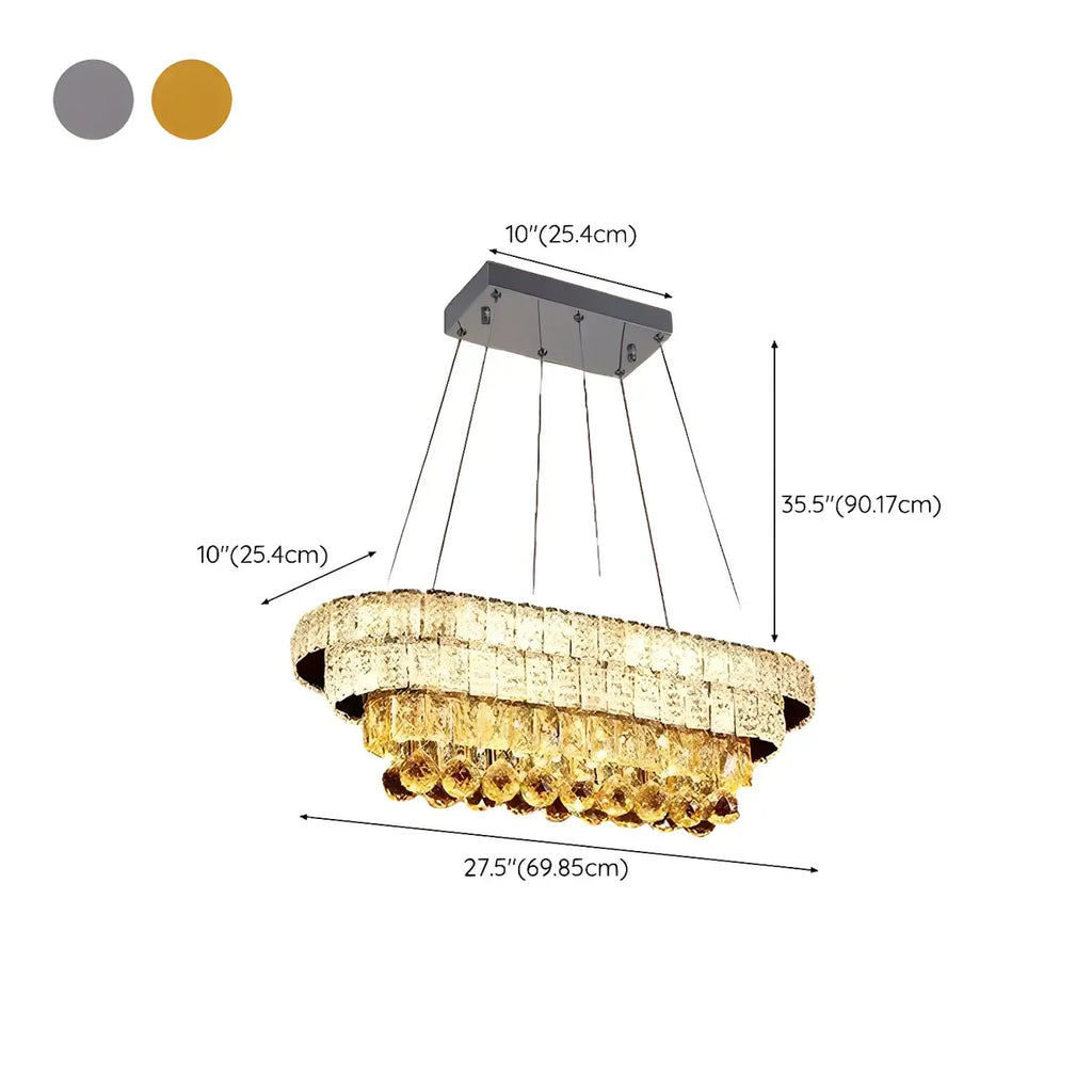 Suspension élégante en cristal doré/argent pour îlot de cuisine