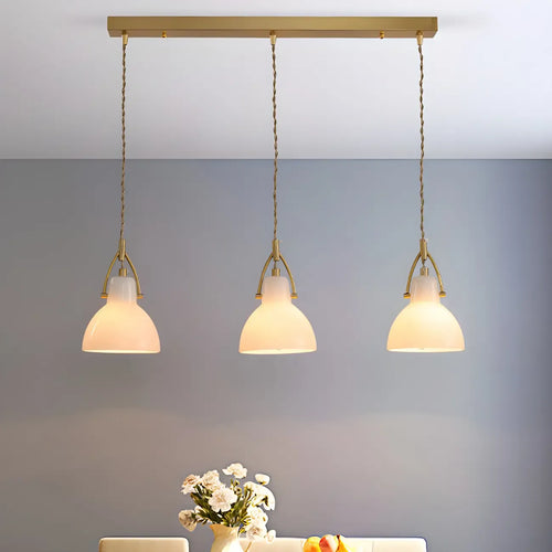 Suspension moderne à 3 lumières en verre, style dôme de grange, pour îlot de cuisine
