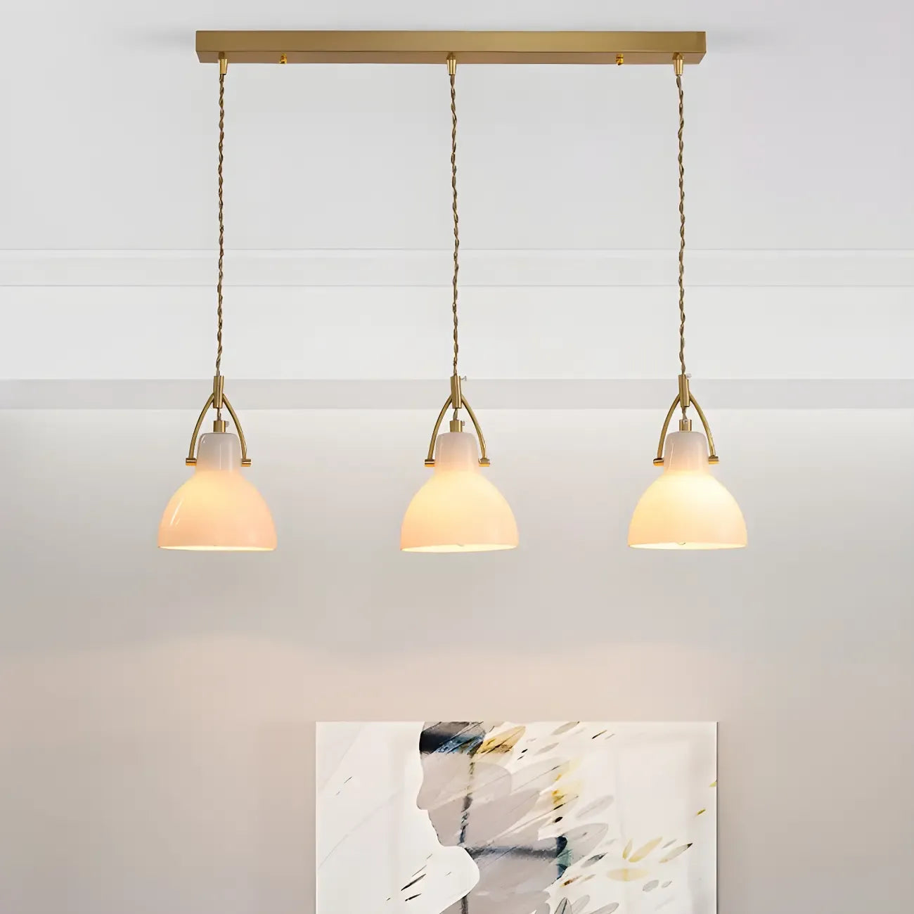 Suspension moderne à 3 lumières en verre, style dôme de grange, pour îlot de cuisine
