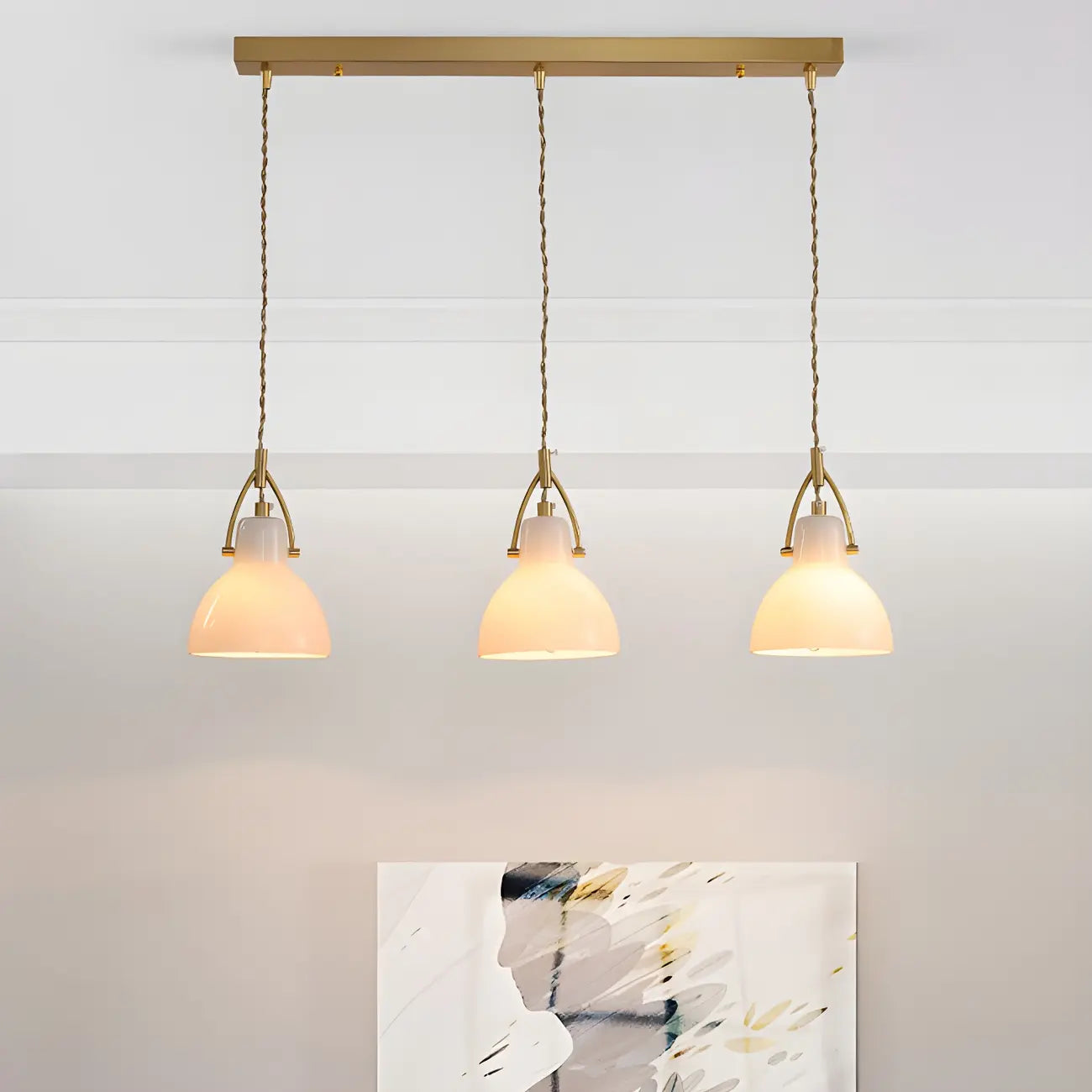 Suspension moderne à 3 lumières en verre, style dôme de grange, pour îlot de cuisine