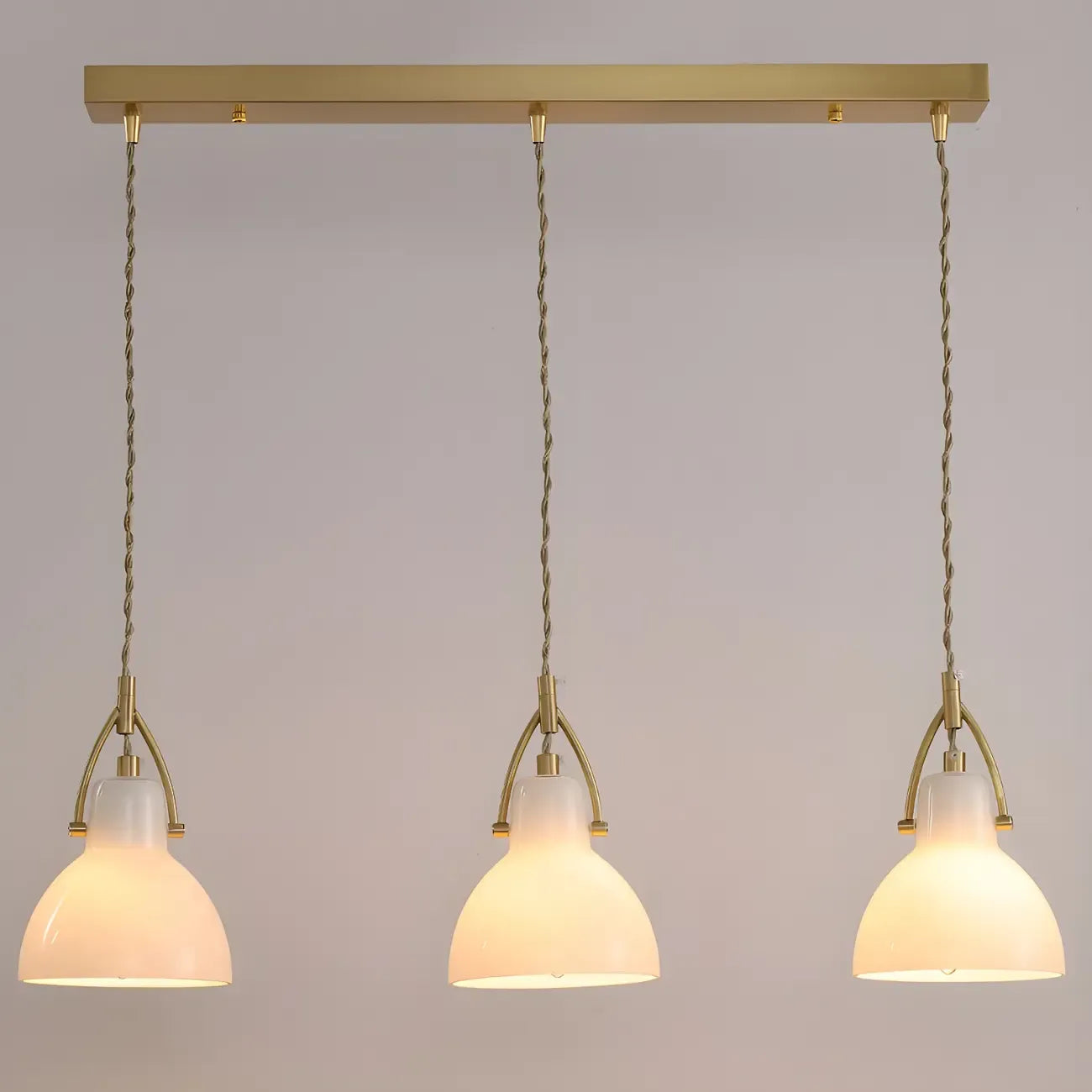 Suspension moderne à 3 lumières en verre, style dôme de grange, pour îlot de cuisine