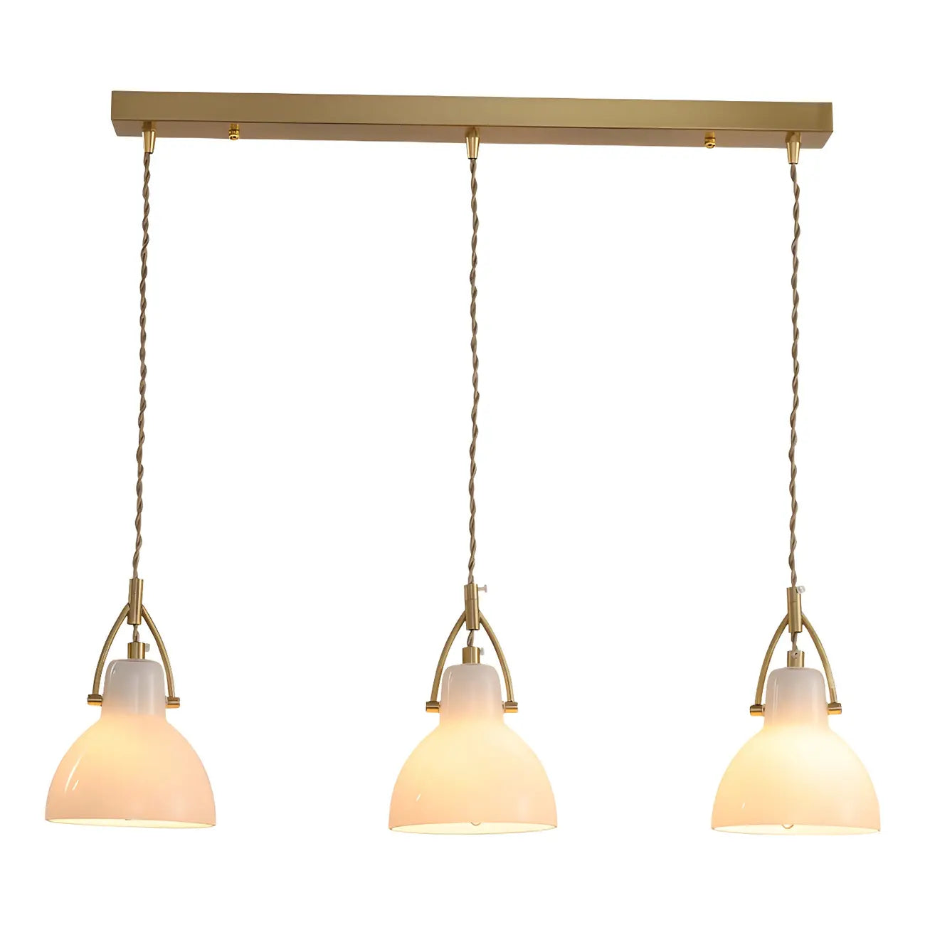Suspension moderne à 3 lumières en verre, style dôme de grange, pour îlot de cuisine