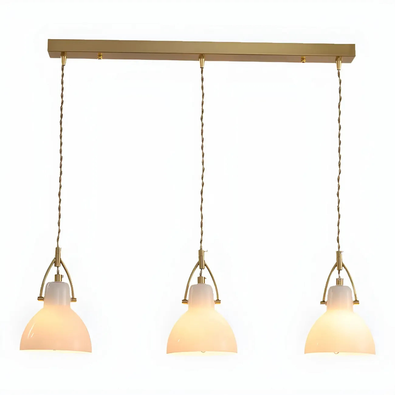 Suspension moderne à 3 lumières en verre, style dôme de grange, pour îlot de cuisine