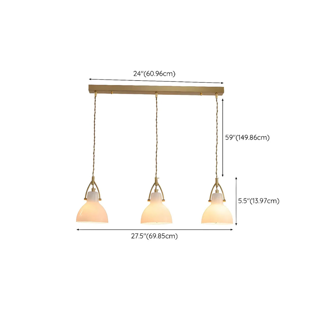 Suspension moderne à 3 lumières en verre, style dôme de grange, pour îlot de cuisine