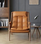 Fauteuil d'appoint contemporain en cuir avec structure en bois
