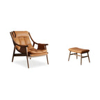 Fauteuil d'appoint contemporain en cuir avec structure en bois