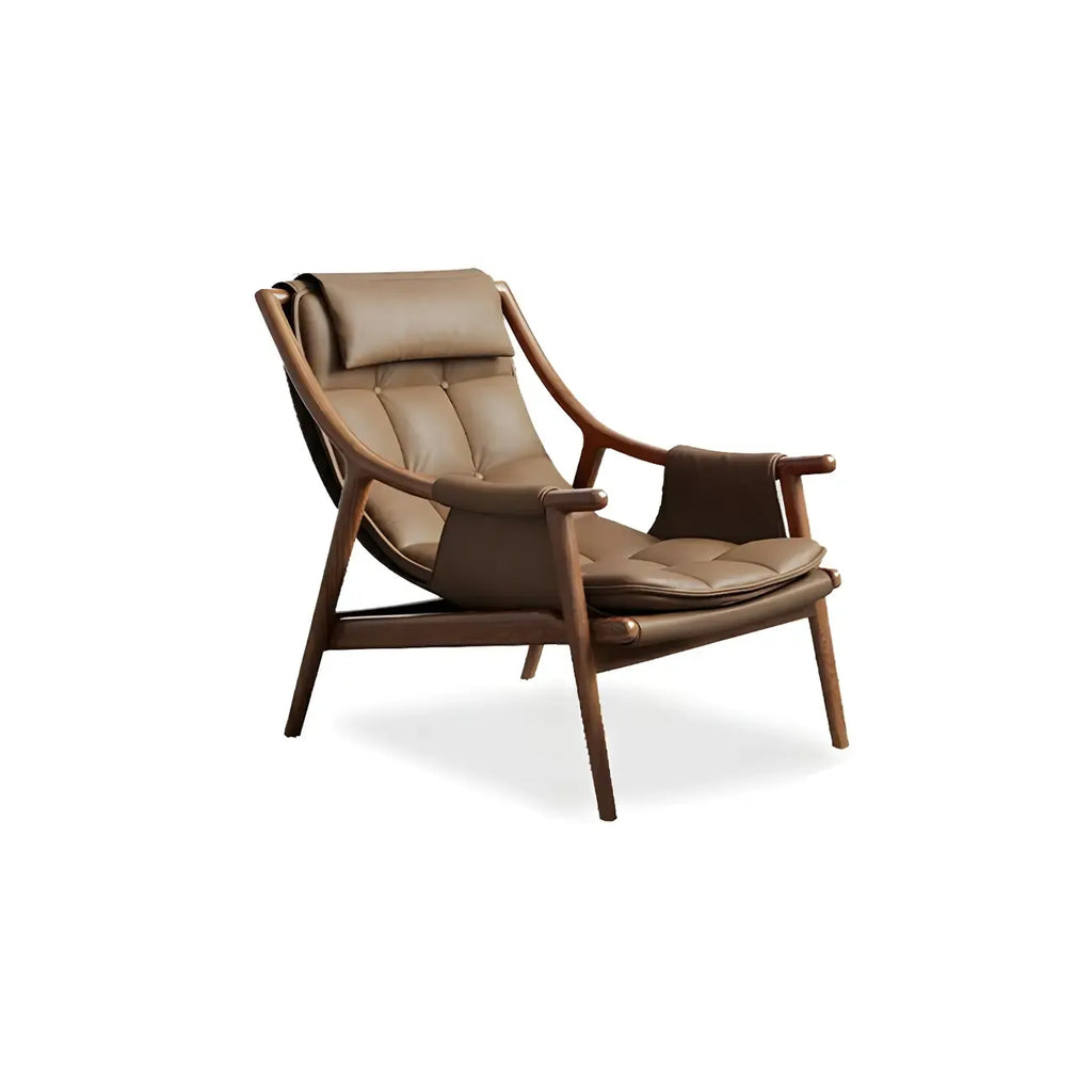 Fauteuil d'appoint contemporain en cuir avec structure en bois